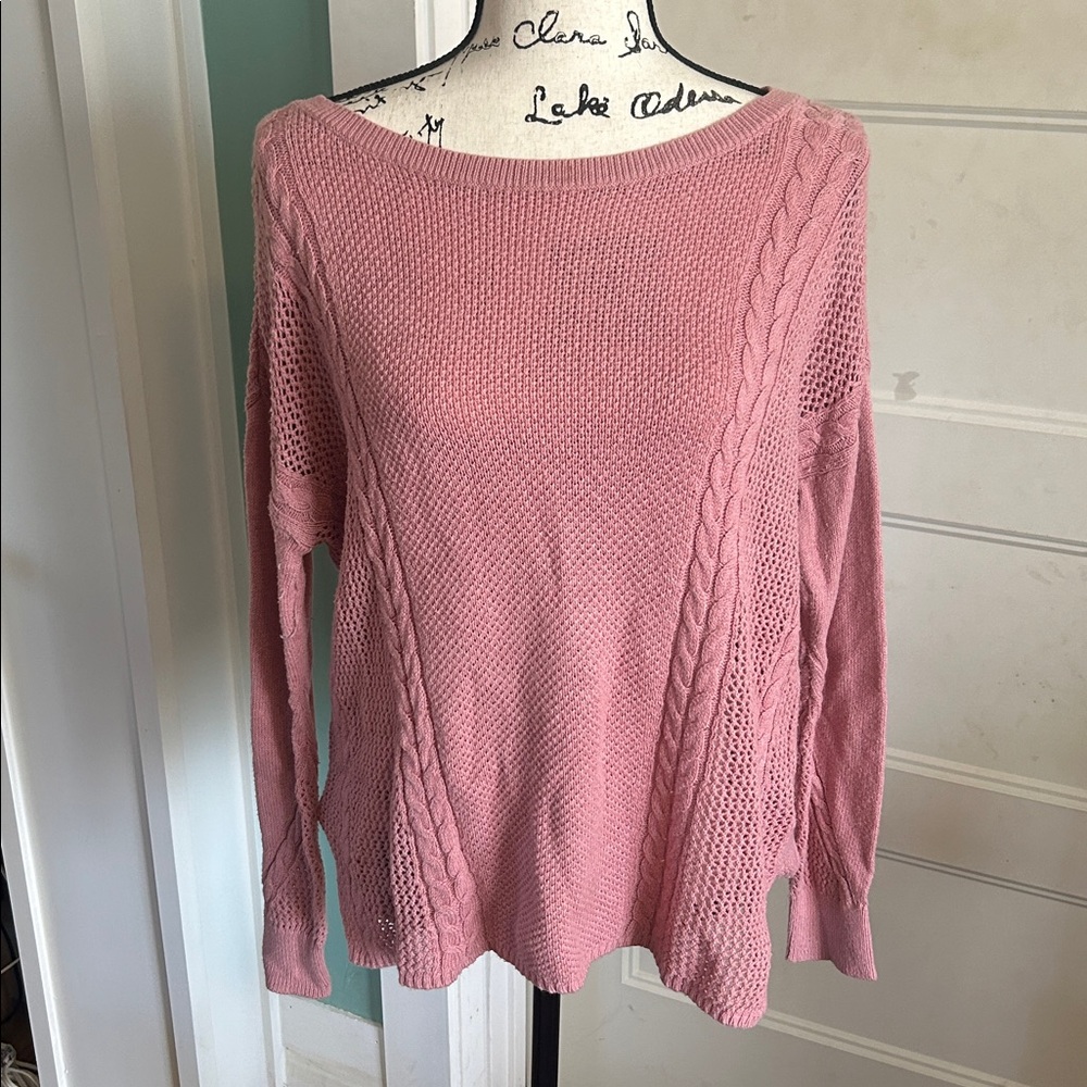 American Eagle Outfitters Coral Cable Knit Sweater